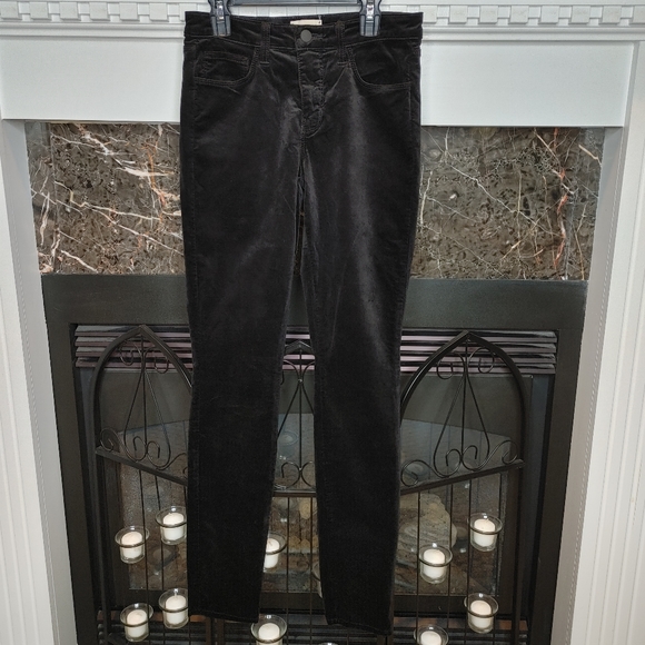 L'AGENCE Marguerite Velvet High Rise Skinny Pants, Noir (Black) 25 - Picture 5 of 13